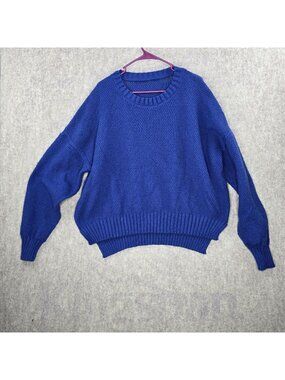 Womens Knit Sweater Blue 5XL 100% Polyester Casual Ribbed Hem Drop Shoulder